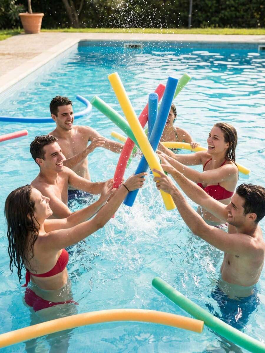 6pcs/1pc Multicolor Solid Foam Pool Floats Soft Flexible Buoyancy Sticks For Swimming Floating Pool Accessories Adult Pool Noodle - Multicolor - View 1