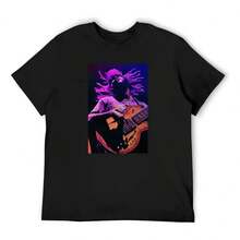 Cotton T-Shirt With Round Neck And Portrait Print - Black - View 6
