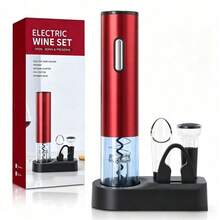 6-In-1 Wine Opener Electric Rechargeable Automatic Corkscrew Bottle Opener Set With Vacuum Stopper, Aerator Pourer, Foil Cutter, Display Base & USB Charging Cable,Kitchen Essential,Can Openner,Can Openner Electric,Cocina Accesorios,Kitchen Essentials - Multicolor - View 4