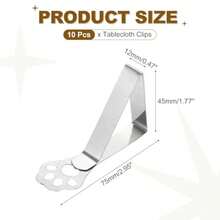 uxcell - Paquete de clips para mantel abrazaderas de metal con forma de garra clips de soporte a prueba de viento de 7 5 x 4 5 cm para fiestas en casa picnic boda camping mesas de comedor - Plateado - Ver 3