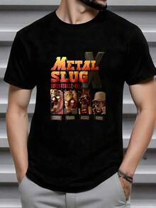 El estampado muestra un homenaje al legendario videojuego de acción donde soldados valientes luchan por la libertad con gráficos retro que evocan nostalgia y energía heroica evocando fuerza y aventura camiseta de hombre 100% algodón cómoda y moderna ideal para fanáticos del arte gamer y cultura clásica. - Negro - Ver 12