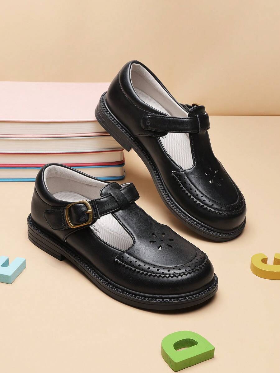 Girls Mary Jane Ballet Flats – School Uniform Dress Shoes For Toddler & Little Girls(Back To School Shoes) - Đen và trắng - Xem 1