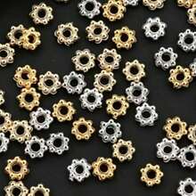 100-1000顆 4mm 金屬雪花隔珠，保色隔珠，金屬手工配件，適用於DIY手工珠寶、珠寶製作、手鍊、項鍊、耳環、髮夾材料 - 一袋 - 查看 12