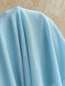 Vestido con cuello de halter con empalmado de encaje, estampado floral y de cebra para mujer - Azul - Ver 7