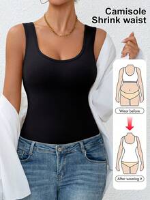 Women's Shapewear Camisole, Body Shaping Tight Waist Sleeveless Top - Black - View 1