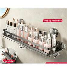 1pc No Drill Suction Cup Bathroom & Toilet Storage Rack, Suitable For Vanity And Toilet Storage - Multicolor - View 7