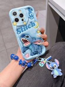 Disney Has Authorized, Phone Case - Chain Set, The Stitch Lilo & Stitch 3D Phone Case Plus A Silicone 3D Stitch Bracelet With Metallic Ring Removable Bracelet, Stitch And Angel Pattern, Compatible With Iphone17/16/15/14/13/12/11/XS/XR/X Plus Pro Max, A Stylish Cartoon Phone Case, The Perfect Gift Choice, Phone Protection, Durable Phone Cover, Great Gift For Friends And Family. - trắng - Xem 1