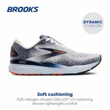 Brooks Mens Ghost 16 Neutral Running Shoe - 白色/海軍藍/橙色 - 查看 2