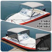 6'L*46"H*61"-66"W,3 Bow Bimini Tops For Boat,Boat Canopy With 2 Removable Side Curtains, 4 Adjustable Windproof Ropes, Marine Grade Canvas For Sun Protection, 1" Aluminum Frame - B - View 4