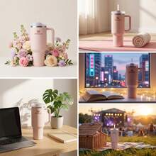 Genuine STANLEY Quencher H2.0 40 Oz Cream 2.0 Tumbler With Handle & Straw Flowstate 3‑Position Lid Cup Holder Compatible Insulated Stainless Steel BPA‑Free Travel Water Cup - Màu be - Xem 5