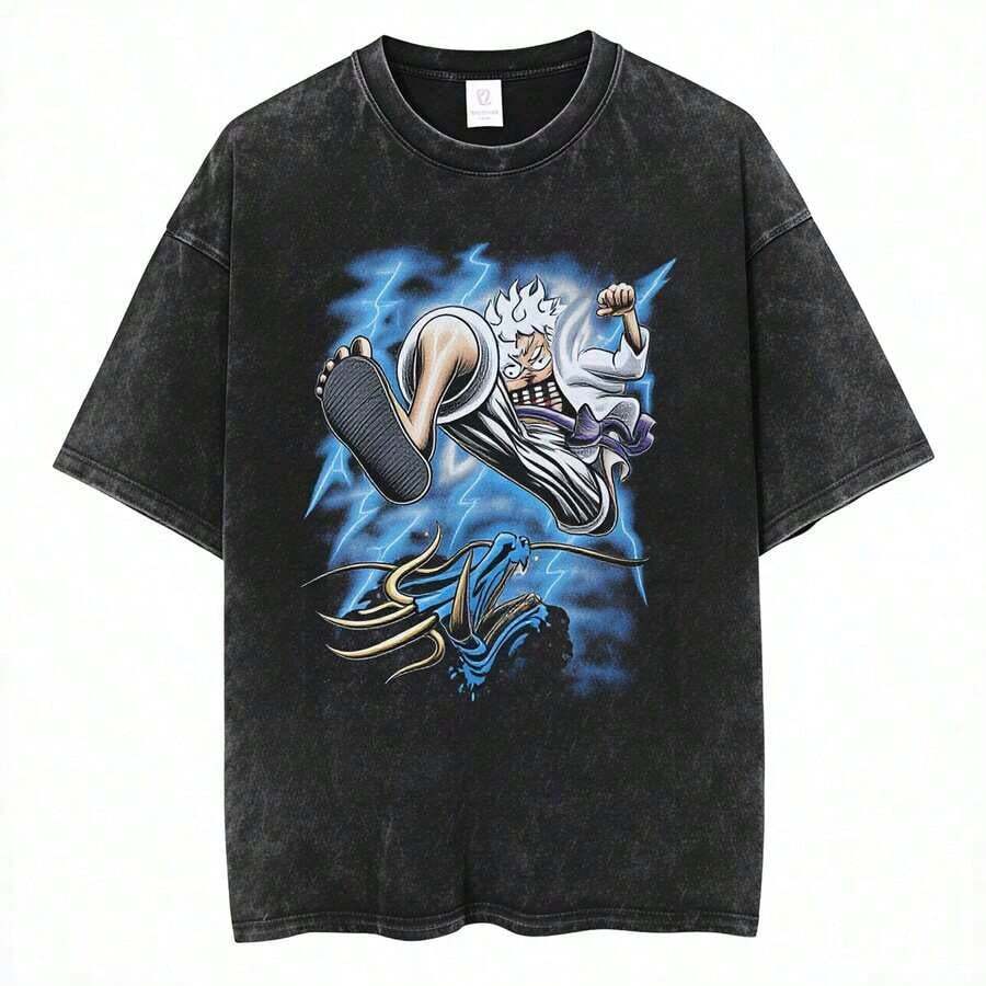 Men's Vintage Graphic Tees, Invincible Anime T-Shirt, Y2K Style Summer Essential Clothing, Funny Graphic Tees, Men's Anime T-Shirts, Father's Day Gift, Men's T-Shirt Gifts MTA1 - 黑色 - 查看 1
