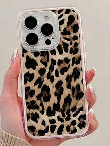 1pc Transparent Leopard Print Phone Case With Pink Frame, Minimalist Scratch-Resistant Protective Cover For IPhone 16 Pro Max, 17/16/15/14 Plus, 13/12/11, Air, Series - Multicolor - View 3