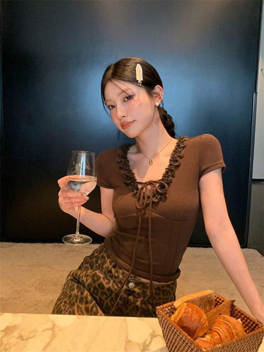 Women Tops - Brown - View 1