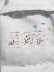 SHILAN Mochila con bordado de letras, mochila escolar de gran capacidad, mochila de viaje casual resistente al agua - Multicolor - Ver 5