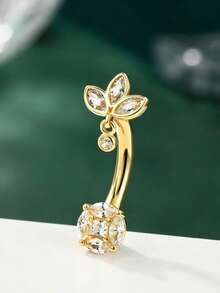 Belly Button Rings 14G Dangle Lotus Belly Navel Rings For Women Belly Navel Piercing Jewelry 10MM Barbell - Flower - View 4