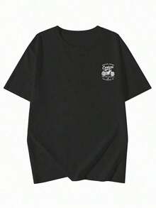 Funny T-Shirts Minimalist Funny T-Shirt Limited Time Offer Limited Time Offer New Release Promotion Women's Japanese Style Short Sleeve T-Shirt, Loose Fit, Crew Neck, Casual, Versatile, With Letter And Motorcycle Print, For Spring/Summer. OQV9 - 黑色 - 查看 7