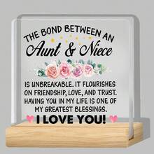 1pc New Square Acrylic Desktop Decor Figurine With Base, Gift For Relatives, Friends, Sisters - 1PC - View 9