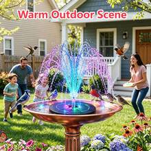 Solar Water Fountain Bird Bath For Outside - LED Colorful Lights, Battery, Multiple Nozzles - Universal For Outdoor Bird Baths, Gardens, Ponds, Fish Tanks, Aquariums And Pools - Black - View 7