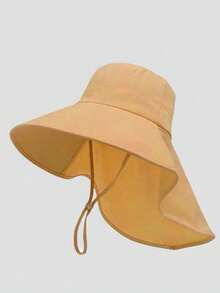 1pc New Neck-Protecting Sun Hat, Women's Sunscreen, Face & UV Protection, Large Brim, Casual Polyester Solid Color Outdoor Hat, Suitable For Spring/Autumn Outdoor Activities & Gatherings - Multicolor - View 17