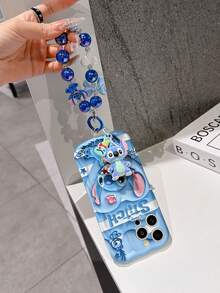 Disney Has Authorized, Phone Case - Chain Set, The Stitch Lilo & Stitch 3D Phone Case Plus A Silicone 3D Stitch Bracelet With Metallic Ring Removable Bracelet, Stitch And Angel Pattern, Compatible With Iphone17/16/15/14/13/12/11/XS/XR/X Plus Pro Max, A Stylish Cartoon Phone Case, The Perfect Gift Choice, Phone Protection, Durable Phone Cover, Great Gift For Friends And Family. - trắng - Xem 3