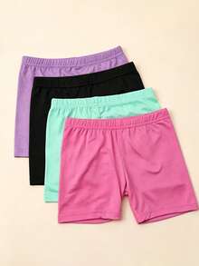 4 buah Celana Pendek Pengaman Modal untuk Anak Perempuan, Legging Ketat Katun Murni Warna Polos, Celana Pendek Anti Gesekan untuk Anak-anak - MultiWarna - View 6