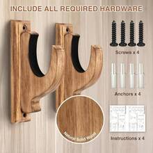 4 piezas/2 piezas/1 pieza de soporte de madera para montar en la pared, soporte de almacenamiento para rifles de caza en el hogar, soporte decorativo de pared para y flecha. - 1 pieza - Ver 3