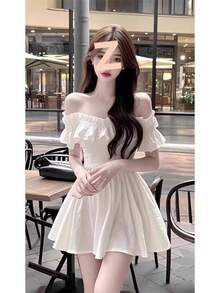 Women Short Dresses - White - View 3