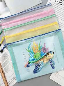 This Stylish, Waterproof Mesh Beach Bag Features An Animal Print And A Spacious, Transparent Design With A Nylon Zipper. Lightweight And Portable, It Can Hold Sunscreen, Snacks, A Bikini Top, And Other Beach Essentials. Perfect For Spring And Summer Travel, It'S Durable And Ideal For Swimming, Beach Activities, Diving, Summer Trips, And Back-To-School Season. - Multicolor - View 8