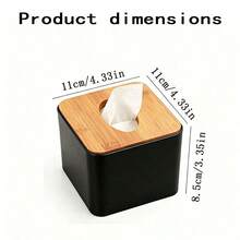 Caja de pañuelos rectangular de plástico moderno, disponible en varios tamaños, con tapa de tono madera natural, caja de almacenamiento creativa para el hogar y la oficina - Multicolor - Ver 15