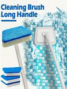 1pc Shower Cleaning Brush With Replaceable Cleaning Heads - Detachable Scrub Brush For Floors And Walls, Suitable For Bathtubs, Tiles, And Glass Surfaces - Versatile Cleaning Tool - A - View 2