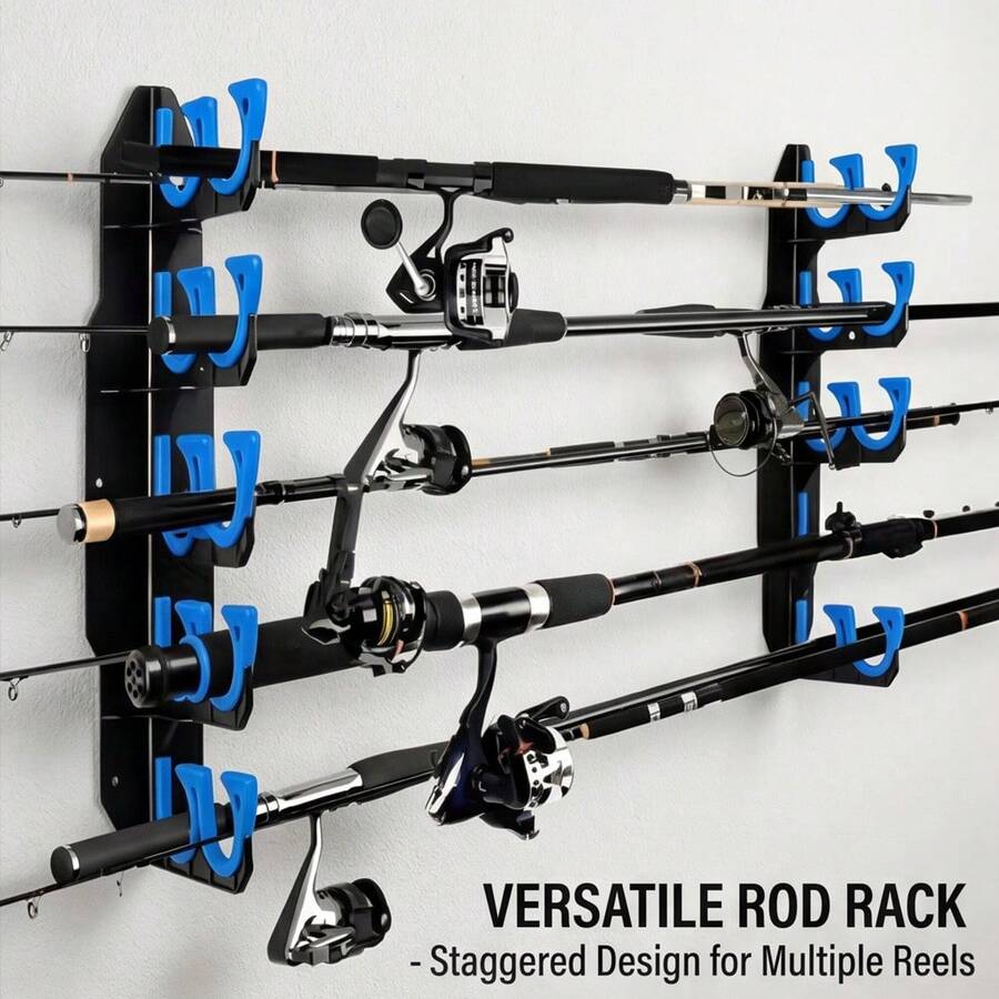 Wall-Mounted Fishing Rod Storage Rack, Sturdy Fishing Rod Holder For Home And Warehouse, Fishing Gear Organizer Shelf, Indoor/Outdoor Fishing Tackle Storage Rack, Multi-Slot Partitioned Classification Bracket, Heavy-Duty Anti-Slip Fishing Rod Storage Rack, Easy Installation, Time-Saving And Effort-Saving, Fishing Store Warehouse Storage, Fishing Enthusiast Exclusive Fishing Rod Organization Tool, Home And Outdoor Fishing Gear Storage Practical Accessory - Multicolor - View 1