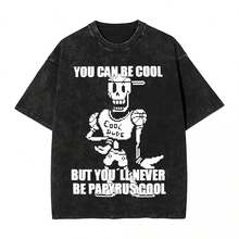 Nueva camiseta retro de peso pesado con tela cómoda, camisetas de San Valentín, camiseta de Undertale Sans Skeletons Bones, manga 12, camiseta de algodón lavado estilo Harajuku, ropa de calle para hombres y mujeres, tallas grandes, más vendida. El mejor regalo para amigos. - Negro - Ver 12