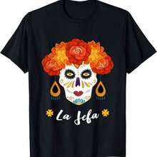 T-Shirt With A Fun Mexican Day Of The Dead Skull Print, Ideal For All Seasons. 220g Cotton, Printed On One Side, Round Neck, Short Sleeves. - 紅色的 - 查看 7