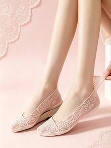 3/6 Pairs Random Women Lace Ankle Socks, Fashionable Versatile For Indoor & Outdoor Wear, Spring/Summer - Multicolor - View 5
