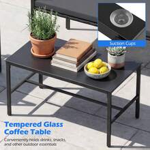 GOFLAME 4 PCS Outdoor Rattan Chairs & Loveseat Set With Tempered Glass Coffee Table And Seat Cushions Wicker Conversation Sofa Set For Backyard Porch - Grey - View 5