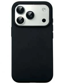 Minimalist, Solid-Color Matte Phone Case With A Large "Candy-Style" Cutout; Creative And Shockproof; Compatible With IPhone 11, 12, 13, 14, 15, 16 Plus, 13 Pro Max, XR, 16, 14 Plus, 14 Pro Max, 13 Pro, Mini, 17 Pro Max, 16 Pro Max, And Other Models. - Black - View 1