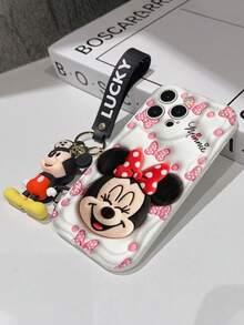 This Disney Mickey Mouse Lanyard Phone Case Is Fully Covered In TPU Material. It's Shockproof, Lightweight, And Compatible With IPhone17/16/11/13/15/15 Plus/15 Pro/15 Pro Max/12/14 Pro Max/11 Pro Max/12 Pro/12 Pro Max/13. This Phone Case Makes A Popular Birthday Gift Or Business Gift; It's Durable, Stain- And Fingerprint Resistant, And Suitable For Both Men And Women. The Set Also Includes A Mickey Mouse Phone Case And A Mickey Mouse Plush Bracelet. It's A Perfect Gift For Friends And Family. This Stylish Phone Case Is Fun, Lightweight, And Durable. IPhone17 Pro Max Phone Case, Minnie Mouse Phone Case. - trắng - Xem 6