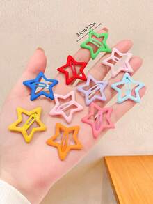 10/20/40/80pcs/Set Macaron Color Star Hollow Hair Clips Combo, Featuring Star, Hollow, Waterdrop And Other Shapes In Pink, Purple, Blue, Green, Yellow Macaron Colors, Cute And Versatile, Suitable For Daily, Vacation, School, Graduation, Date For Girls And Women, Random Color,Hair Claws - Multicolor - View 8