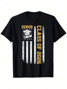 Camiseta de Graduación% Algodón Unisex con Bandera Americana, Graduación 2026, Regalos para la Clase de 2026, Ligeramente Elástica, Cuello Redondo Casual, Manga Corta para Exteriores, Tallas S-, Casual de Temporada y para Hombre, Cuello Redondo, Estilo Urbano, Algodón. LYSL - Negro - Ver 6