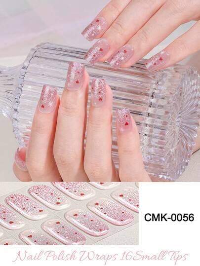 16pcs Milk Jelly White Semi-Cured Gel Nail Stickers, Fashionable Colors, Long-Lasting Full Coverage Gel Nail Sticker