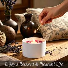 HIZTGHC 52pcs/12sets White Candle Jars With Wicks And Stickers, 4oz White Matte Candle Jars With Wood Grain Lids, Suitable For Candle Making, DIY Crafts, Home Decor, Storage Containers, Includes 12 Empty Jars And 40 Candle Making Accessories - 52pcs/12 Sets - View 1