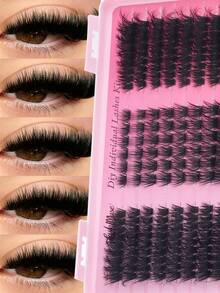 Fengxiu Eyelash 500pcs Fluffy Single Cluster False Eyelashes 120D/100D/80D/50D Dense & Fine Style, Large Capacity Eyelash Book, 4 Mixed Styles D Curl 3D Dimensional Makeup Effect, Suitable For Beginners And Professionals - View 4