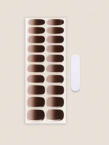 20 pièces Bandes d'ongles en gel semi-durcies, qualité salon longue durée, faciles à appliquer et à retirer, autocollants pour ongles en gel avec lumière UV - Acajou - Voir 3