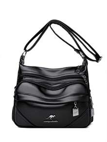 LANYIBAIGE Women's Brand Genuine Leather Crossbody Shoulder Bag, Portable Large Capacity Soft Shoulder Bag - Black - View 4