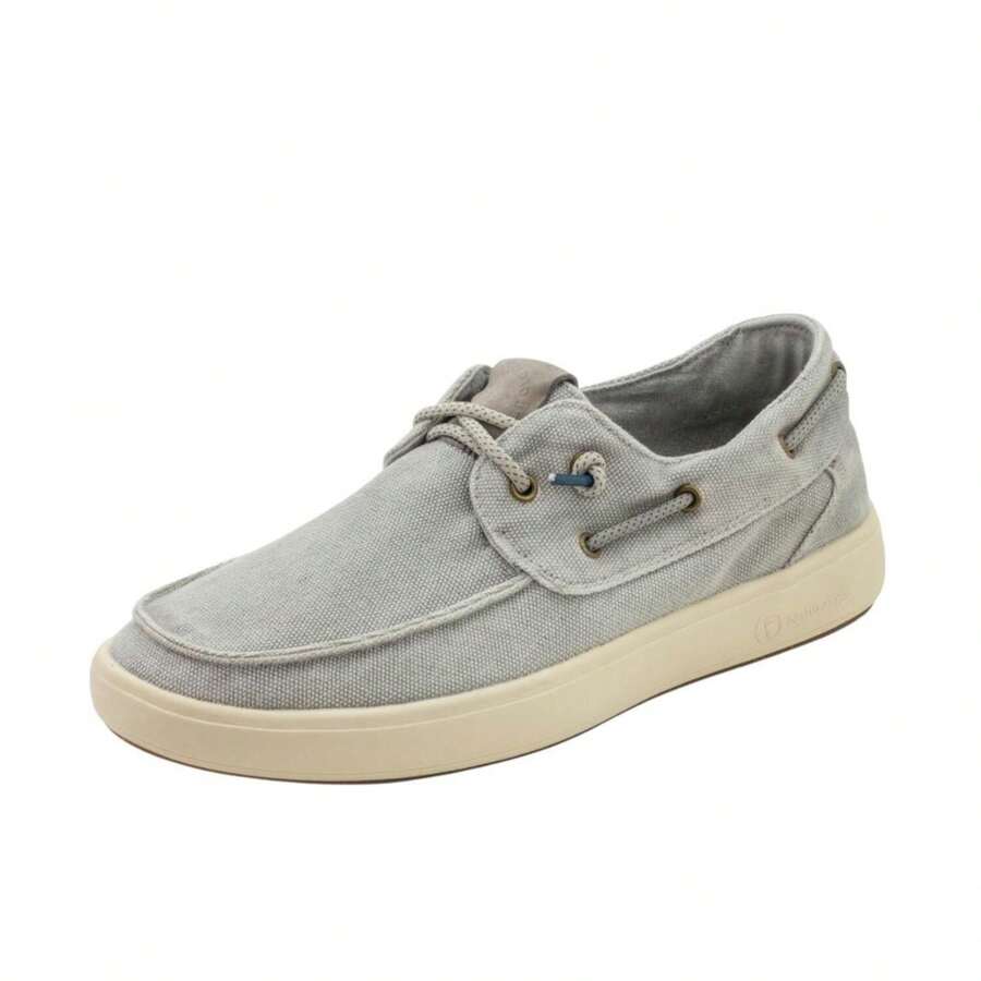 Natural World Eco Scarpe da Uomo Grigie Natural World Oster: sostenibili, comode e versatili. Realizzate in Spagna con cotone biologico e suola antiscivolo in truciolato di legno riciclato. Includono lacci elastici per una calzata pratica. Un calzato senza tempo per uomini consapevoli e moderni. - Grigio - Visualizzare 1