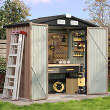 6.2x4 FT Shed Outdoor Storage Shed With Lockable & Slooping Roof Metal Garden Shed Backyard, Patio, Poolside JJYN - 1 - View 2