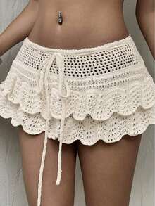 Falda de Playa Estilo Ola Oceánica  para Mujer - Beis - Ver 6