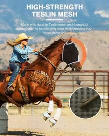 Adjustable Horse Ear Fly Mask Anti-UV Breathable Comfortable Eye Cover For Daily Stable Hot Weather Use - Grey - View 5