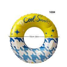 Bóia Inflável com Alças, Flutuador de Piscina com Estampa Retrô Xadrez, Tubo de Natação de PVC Resistente para Adultos e Adolescentes, Brinquedo de Água Refrescante de Verão para Praia e Festa na Piscina - Multicolorido - Visão 5