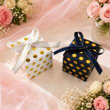10pcs Gold Polka Dot Gift Boxes With Satin Ribbon Bows, 3 Colors Candy Boxes Suitable For Weddings, Bridal Showers, Birthday Parties - Polka Dot Candy Box - View 3